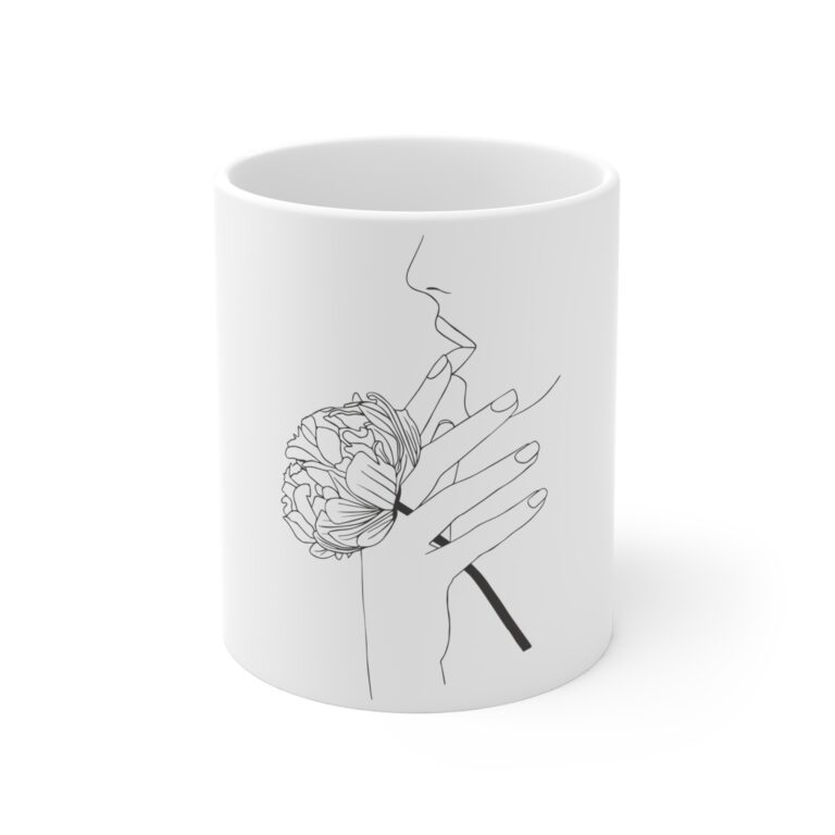 Elegant Floral Art Mug - 11oz Coffee Cup for Artists and Flower Lovers