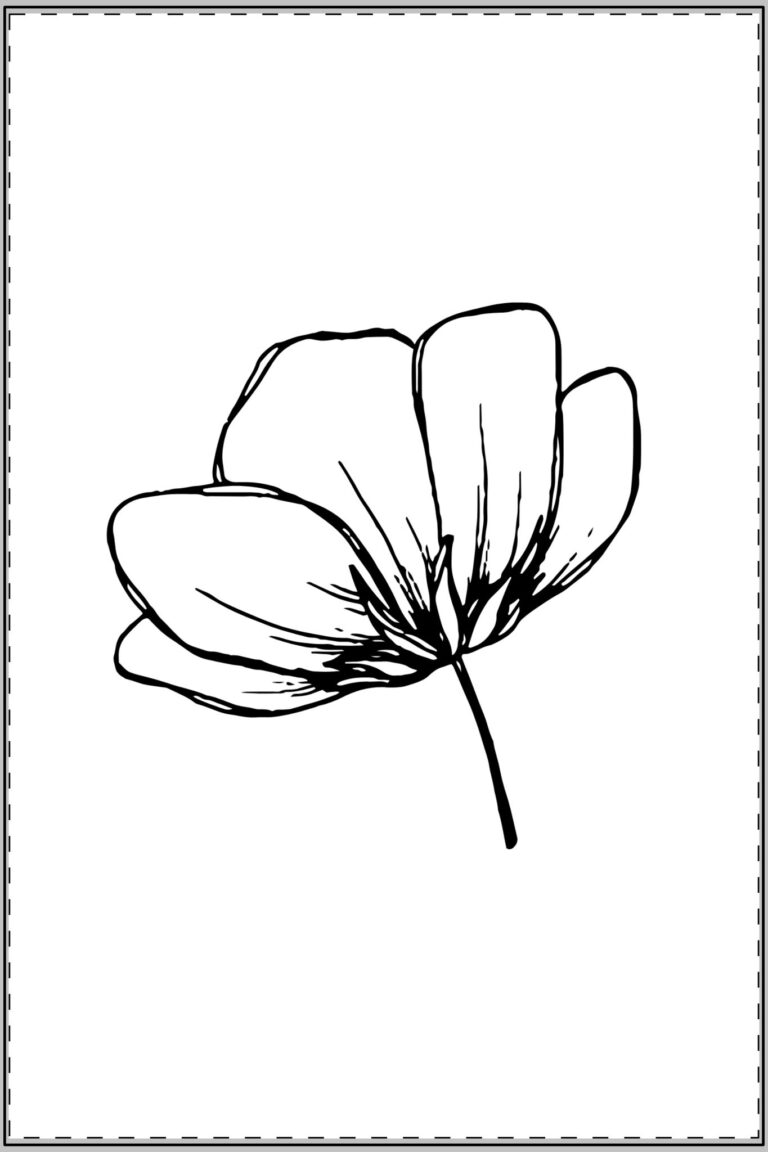 Minimal Black Floral Satin Poster — Monochrome Line Art Flower Wall Print