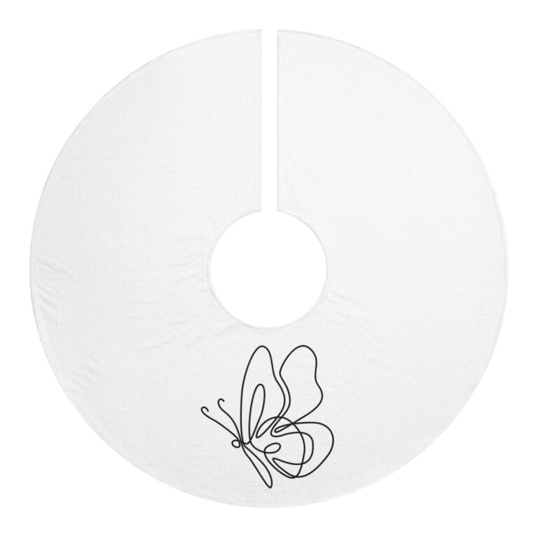Minimal Butterfly Christmas Tree Skirt — Modern White Holiday Tree Skirt