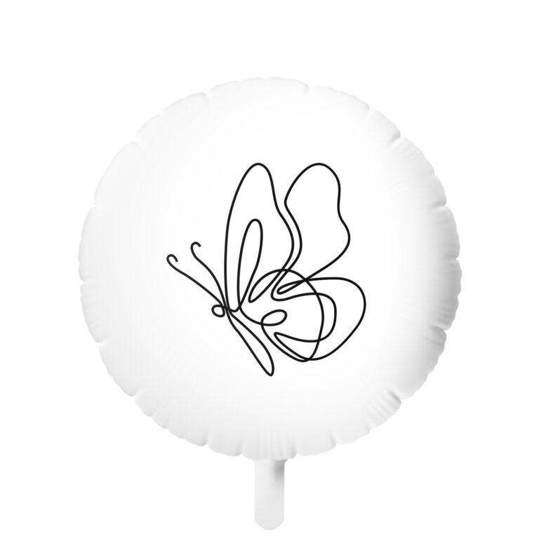 Butterfly Line Art Mylar Balloon — Minimalist Helium Party Balloon