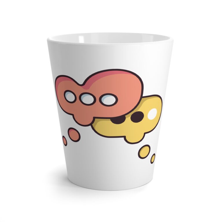 Latte Mug — Colorful Thought Bubble Coffee Cup (Cute Conversational Design)