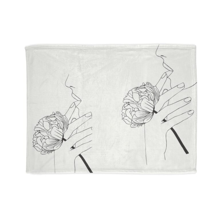 Minimalist Line Art Floral Throw Blanket