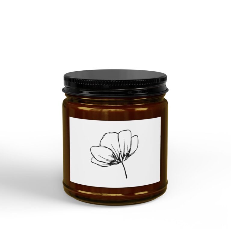 Soy Jar Candle — Minimal Floral Scented Candle in Amber Jar (4oz & 9oz)