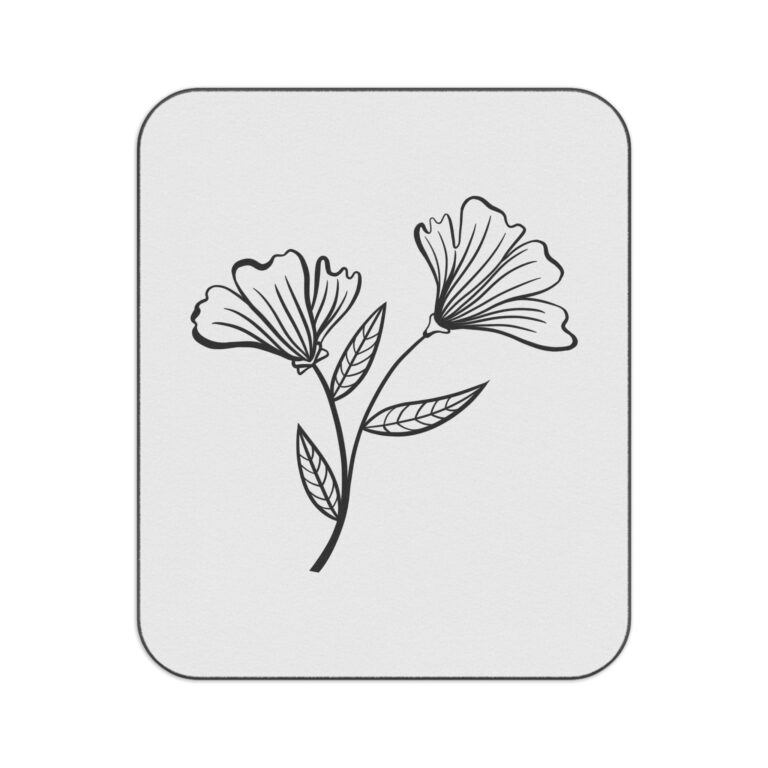 Floral Outline Picnic Blanket — Minimal Black & White Outdoor Throw