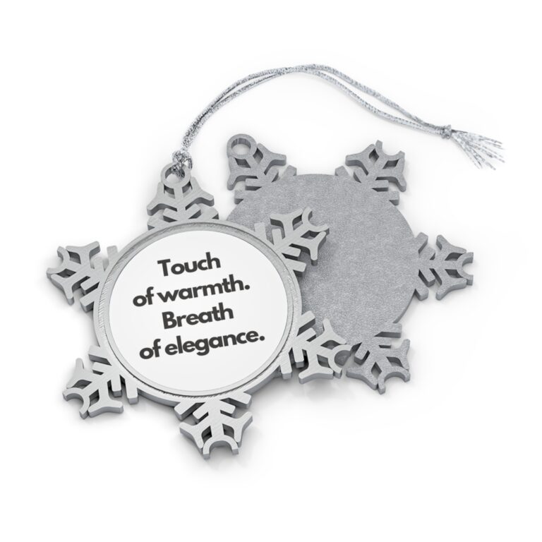 Pewter Snowflake Ornament – 'Touch of warmth. Breath of elegance.' Holiday Tree Decoration