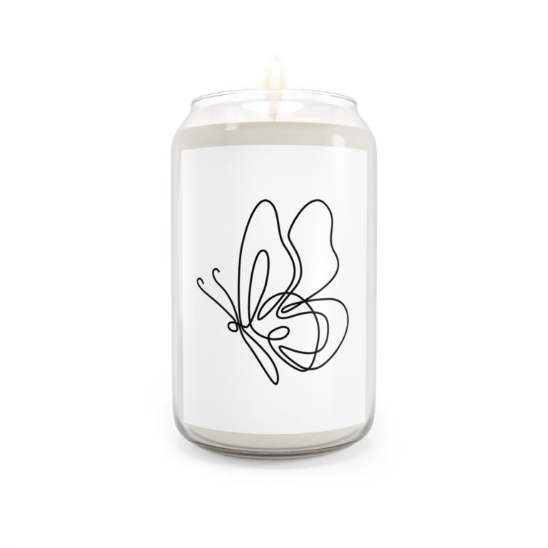 Minimal Line Art Butterfly Soy Candle — 13.75oz Scented Jar