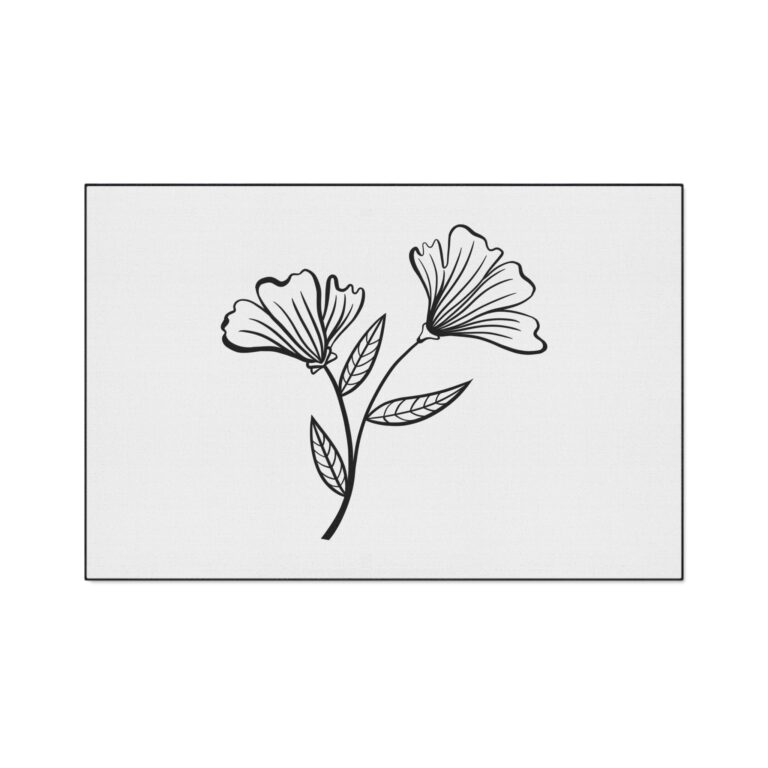 Floral Line Art Heavy-Duty Floor Mat – Minimal Black & White Door Rug