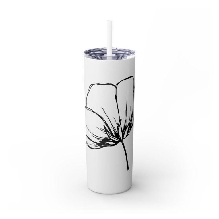 Floral Line Art 20oz Skinny Tumbler with Straw