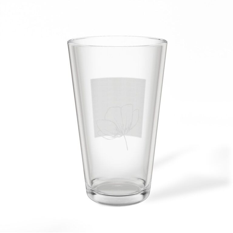 Engraved Dandelion Pint Glass — 16oz Mixing Glass, Floral Etched Beer & Cocktail Glass