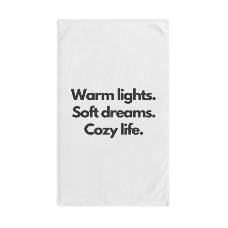 Cozy Life Hand Towel – "Warm lights. Soft dreams. Cozy life." Minimalist Home Decor