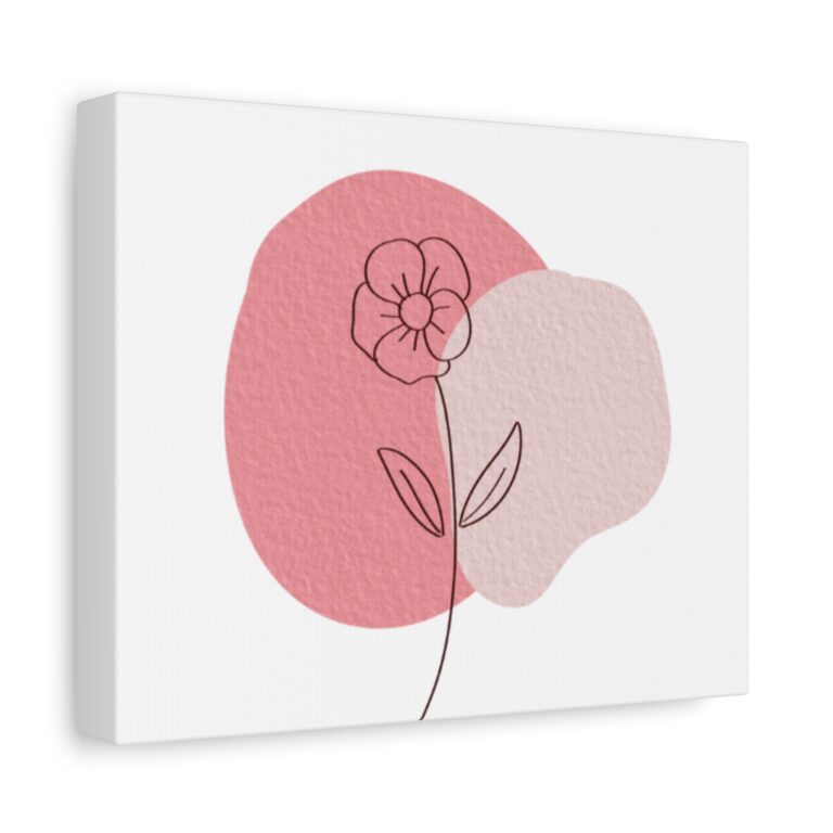 Minimal Pink Floral Canvas Art — Abstract Single Line Flower Wall Decor