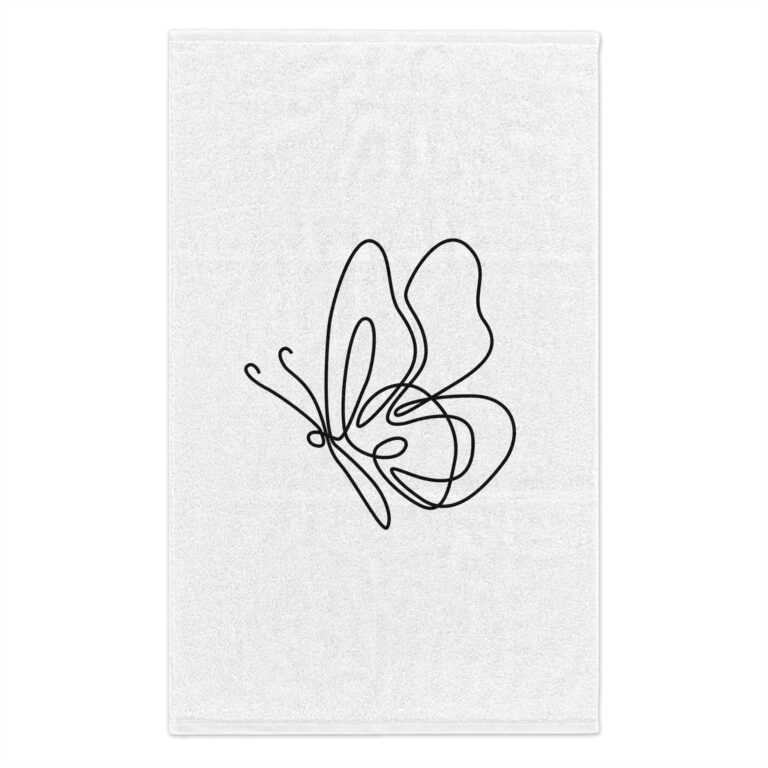 Butterfly Rally Towel — Minimal Line Art 11x18 Game & Sports Support Towel