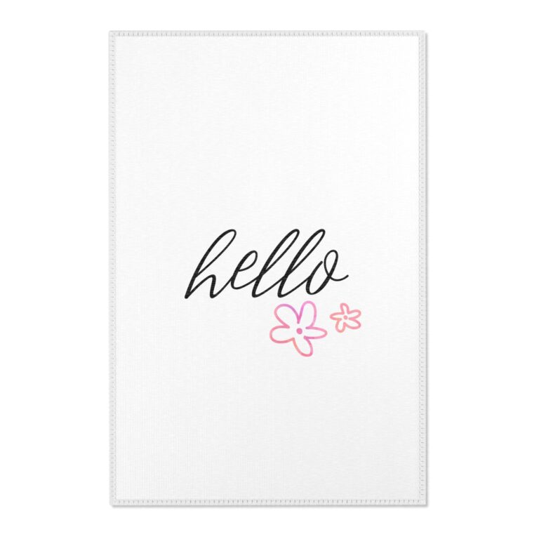 Hello Floral Area Rug — Minimal Pink Flower Entryway Rug