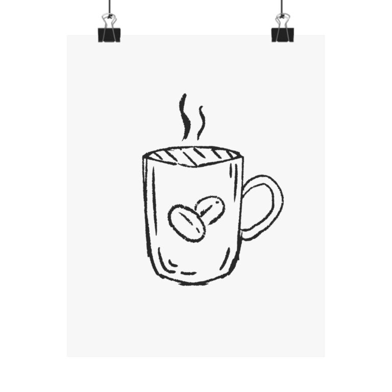 Coffee Sketch Matte Poster — Minimalist Vertical Wall Art