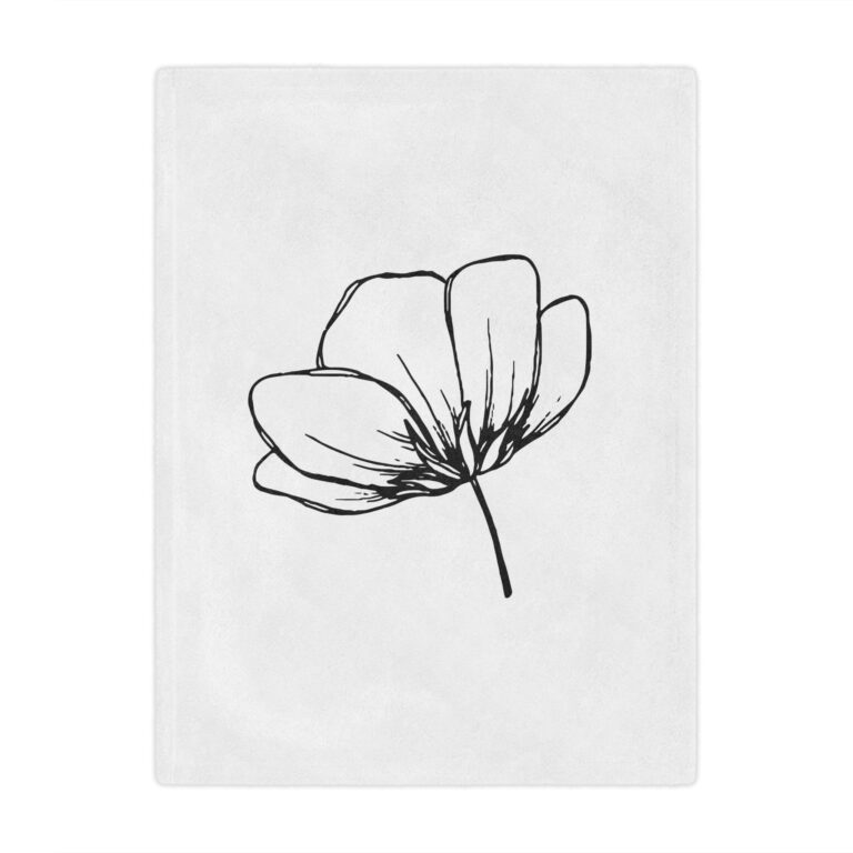 Floral Line Art Minky Blanket
