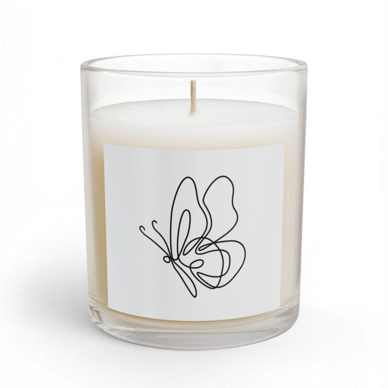 Butterfly Line Art Candle — Minimalist 11oz Glass Scented Candle
