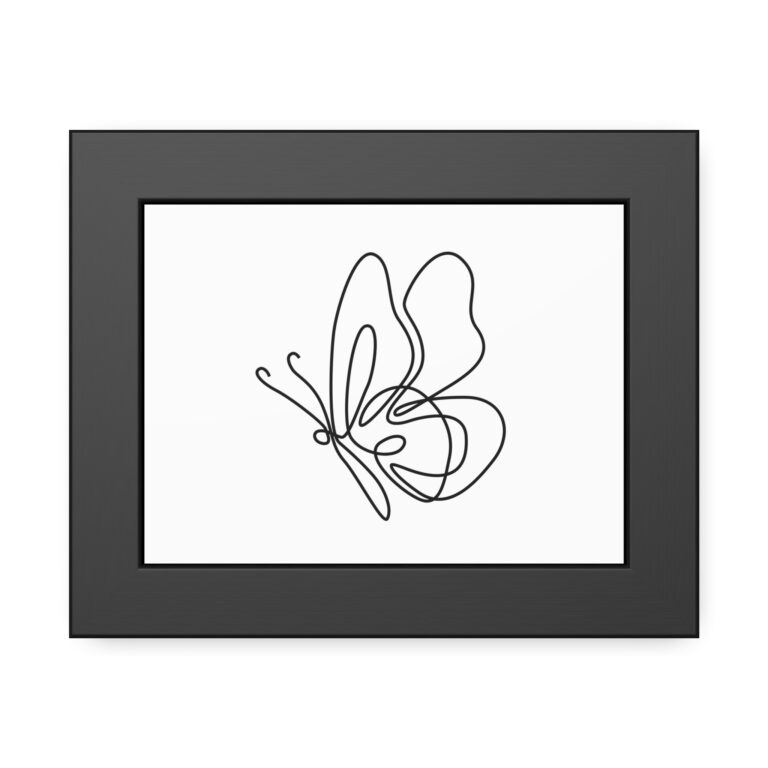 Minimal Line Butterfly Framed Poster — Modern Botanical Wall Art