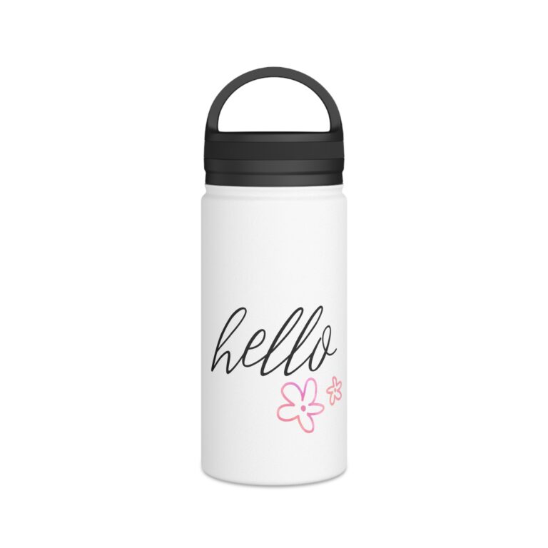 Hello Floral Stainless Steel Water Bottle — Insulated Handle Lid