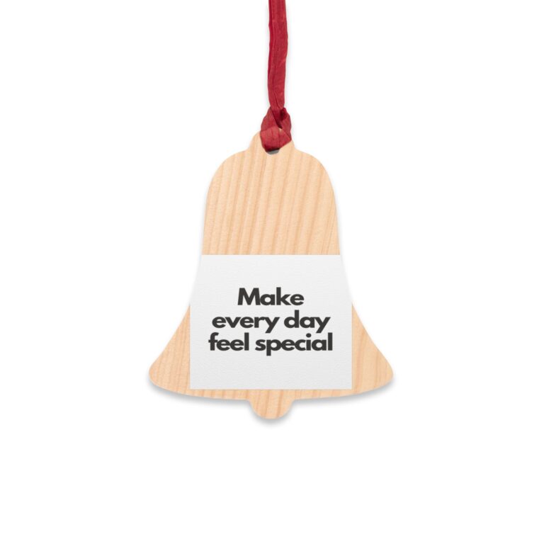 Bell-Shaped Wooden Ornament — "Make Every Day Feel Special" Cherry Line Art