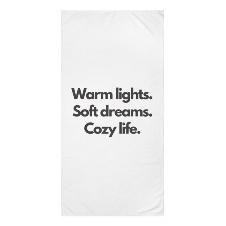 Cozy Life Beach Towel — "Warm lights. Soft dreams. Cozy life." Mink-Cotton Blend