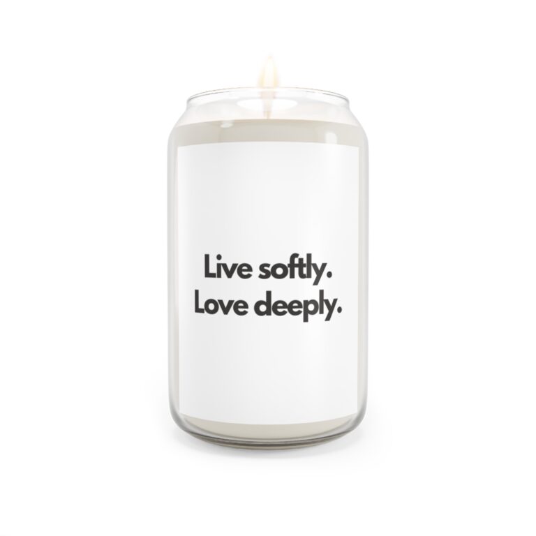 Soy Candle 13.75oz — "Live Softly. Love Deeply." Scented Jar Candle (Calming Aromas)