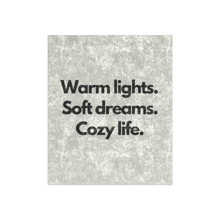 Crushed Velvet Blanket — 'Warm lights. Soft dreams. Cozy life.' Cozy Throw for Home, Dorm & Holiday Gifts