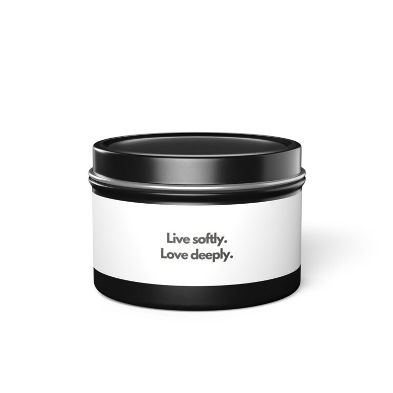 Tin Candle — "Live softly. Love deeply." Scented Travel Tin Candle, Minimalist Relaxation Gift