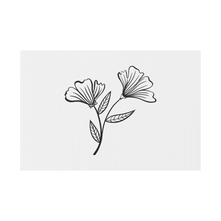 Floral Line Art Yard Sign — Minimal Botanical Garden Decor