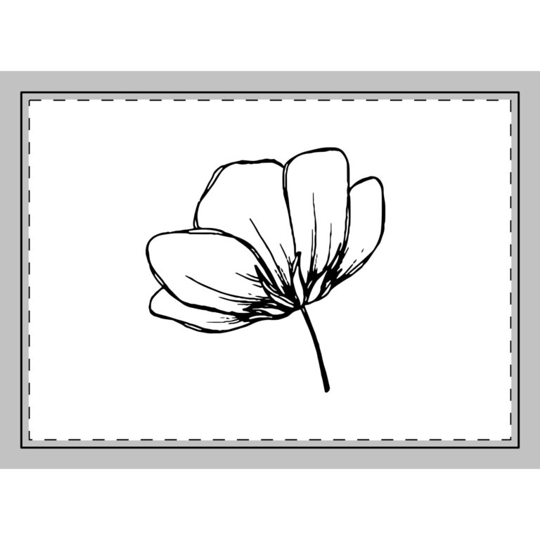 Minimalist Black Floral Rug — Simple Line Art Poppy Accent Rug