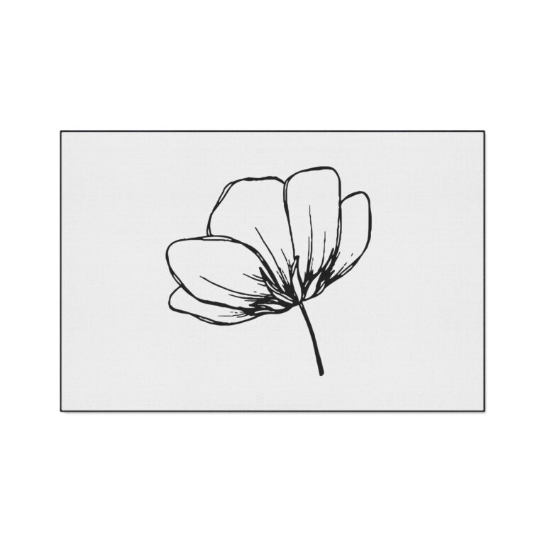 Floral Sketch Heavy-Duty Floor Mat — Minimal Poppy Door Mat