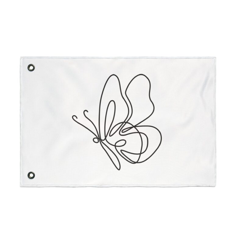 Butterfly Line Art Flag — Minimalist Double-Sided Garden & Patio Banner