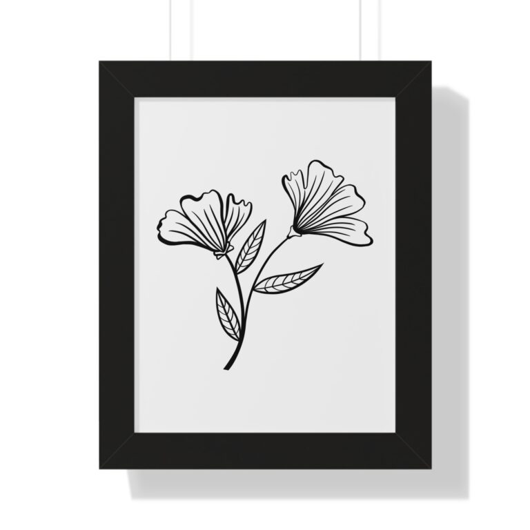 Botanical Line Art Framed Poster — Minimal Floral Wall Art