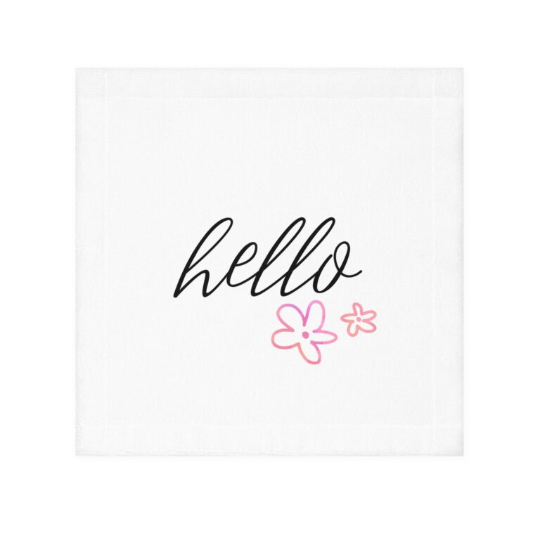 Hello Floral Face Towel — Cute Pink Flower Hand & Face Towel