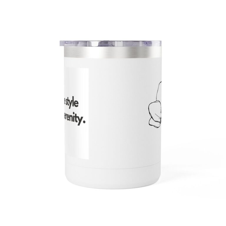 15oz White Insulated Coffee Tumbler Mug — Minimalist Serenity Design