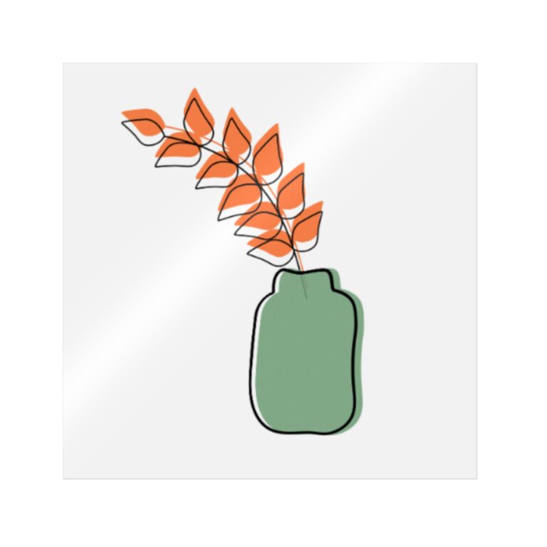 Minimal Leaf Vase Die-Cut Sticker — Modern Botanical Sticker