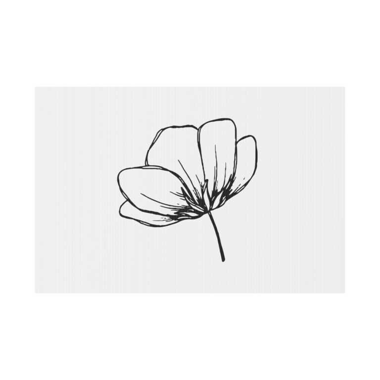 Yard Sign — Minimal Black Line Flower Floral Garden Decor