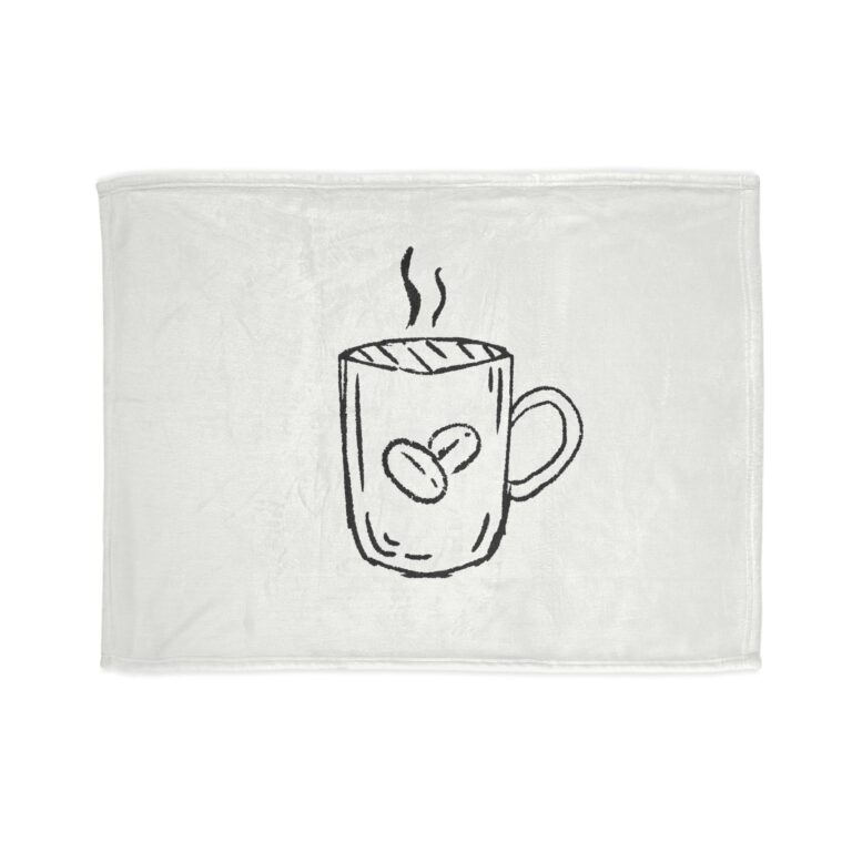 Coffee Mug Sketch Plush Blanket — Cozy Coffee Lover Throw