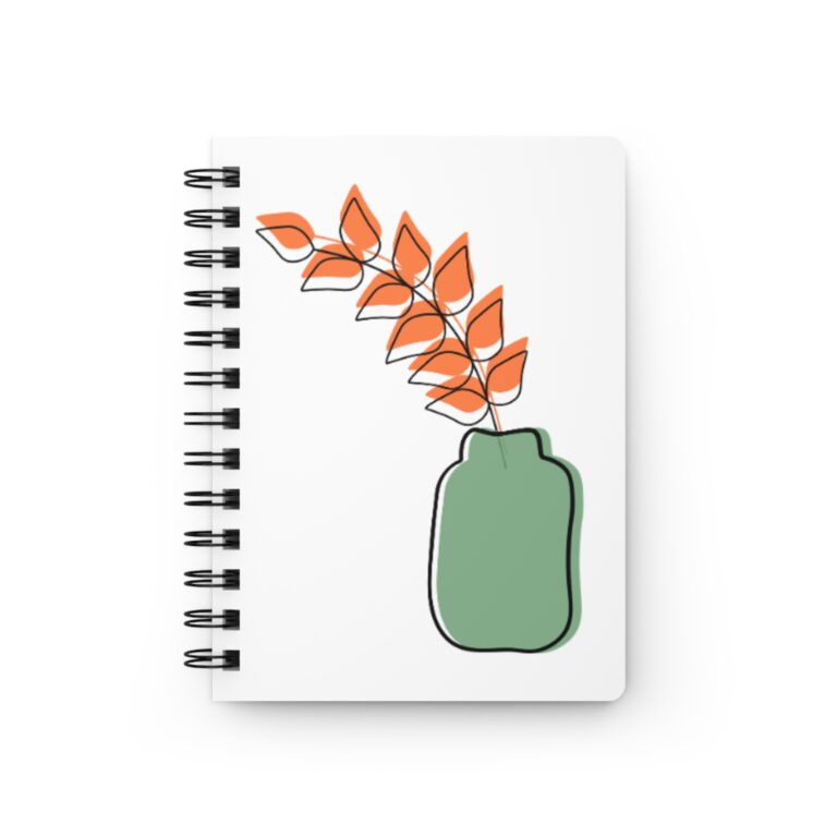 Botanical Vase Spiral Notebook — Minimal Floral Journal