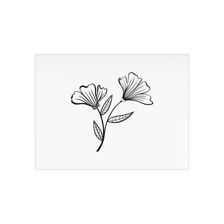 Ceramic Tile — Minimal Black Line Floral Art | Decorative Photo Tile