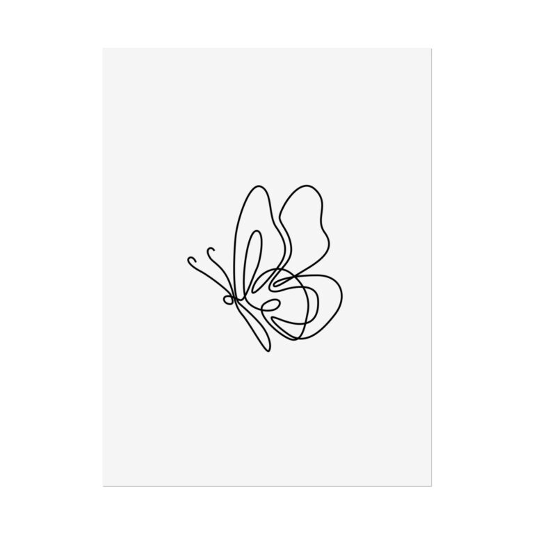 Minimal Line Art Butterfly Poster — Rolled Wall Art Print