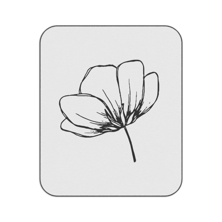 Minimal Black & White Floral Picnic Blanket — Lightweight Outdoor Beach Blanket