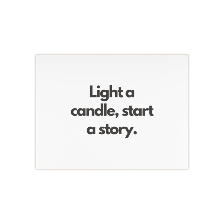 Ceramic Photo Tile — "Light a candle, start a story." Minimal Quote Decor