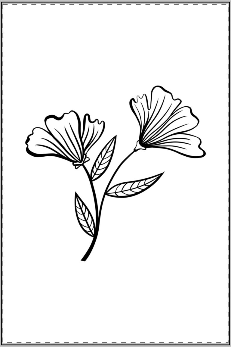 Floral Line Art Satin Poster — Minimal Black Flower Wall Art