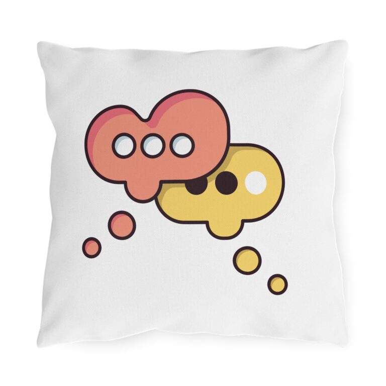 Chat Bubble Outdoor Pillow — Cute Conversation Patio Cushion