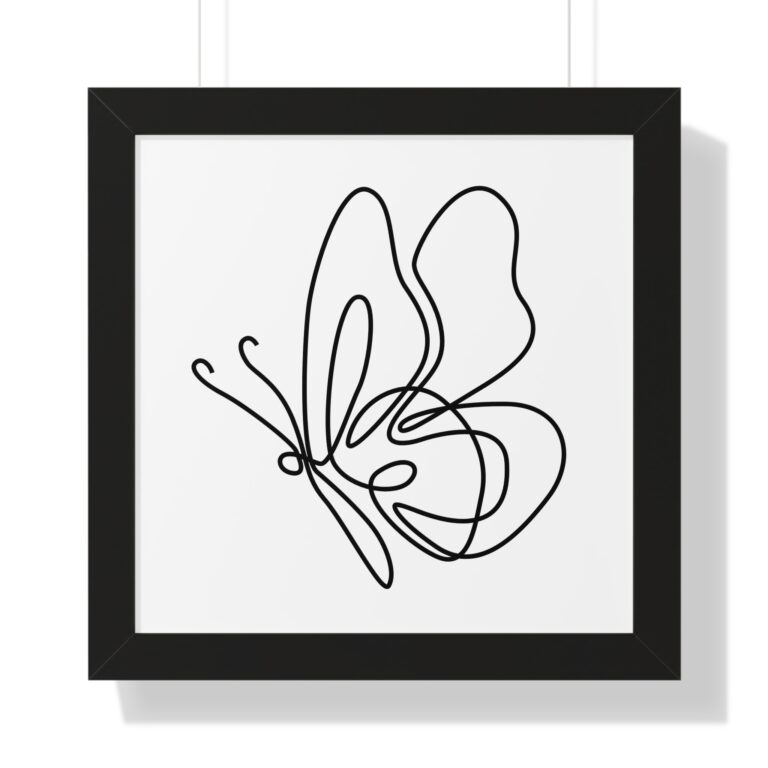 Minimal Butterfly Line Art Framed Poster
