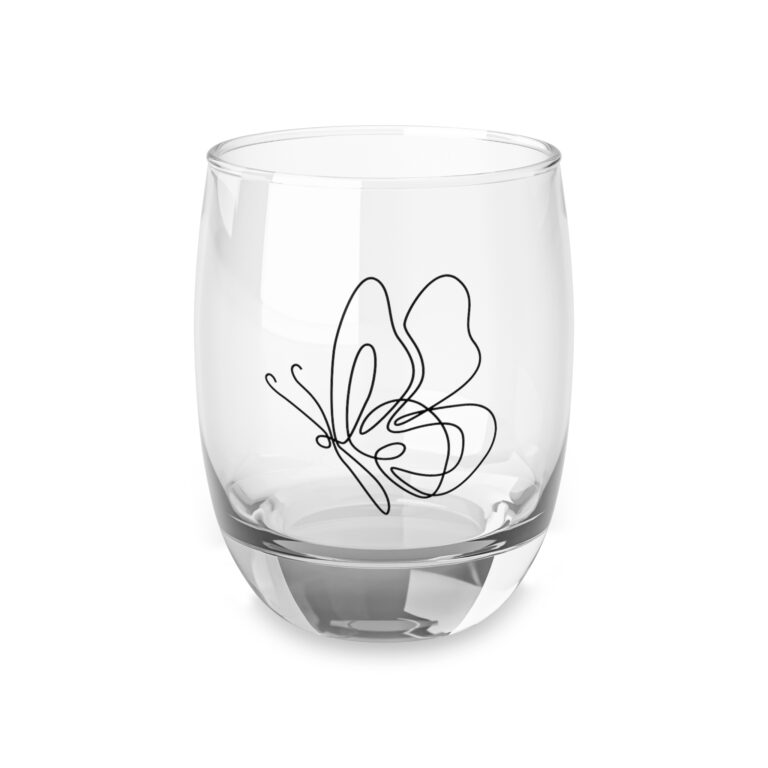 Butterfly Whiskey Glass - Minimal Line Art Stemless Tumbler