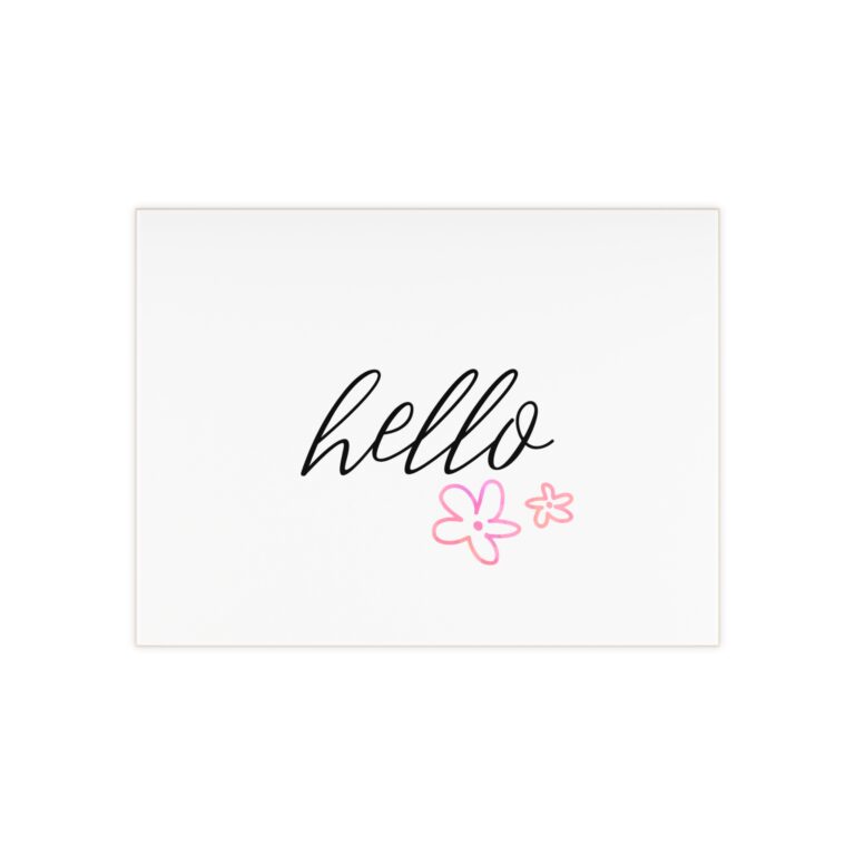 Ceramic Tile – "hello" Script with Pink Flower Accent