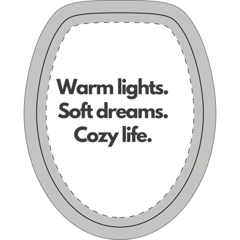 Toilet Three-Piece Set — Cozy Home Bath Mat & Lid Cover with "Warm lights. Soft dreams. Cozy life." Design