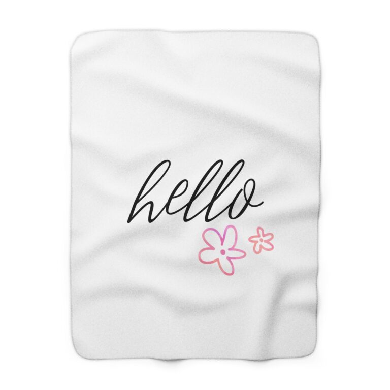 Hello Floral Sherpa Blanket — Cozy Floral 'hello' Fleece Throw