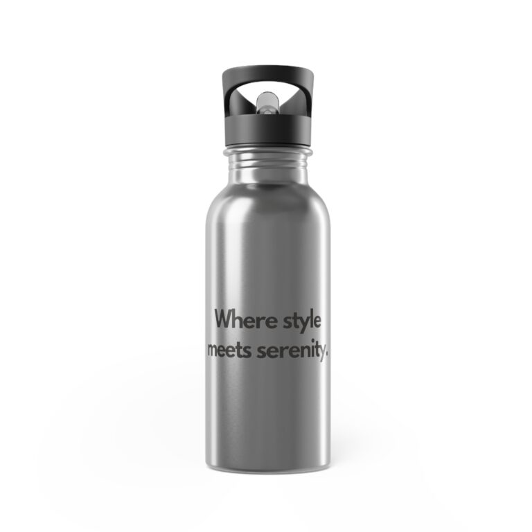 Stainless Steel Water Bottle (20oz) — "Where Style Meets Serenity" Straw Lid, Travel Hydration Bottle